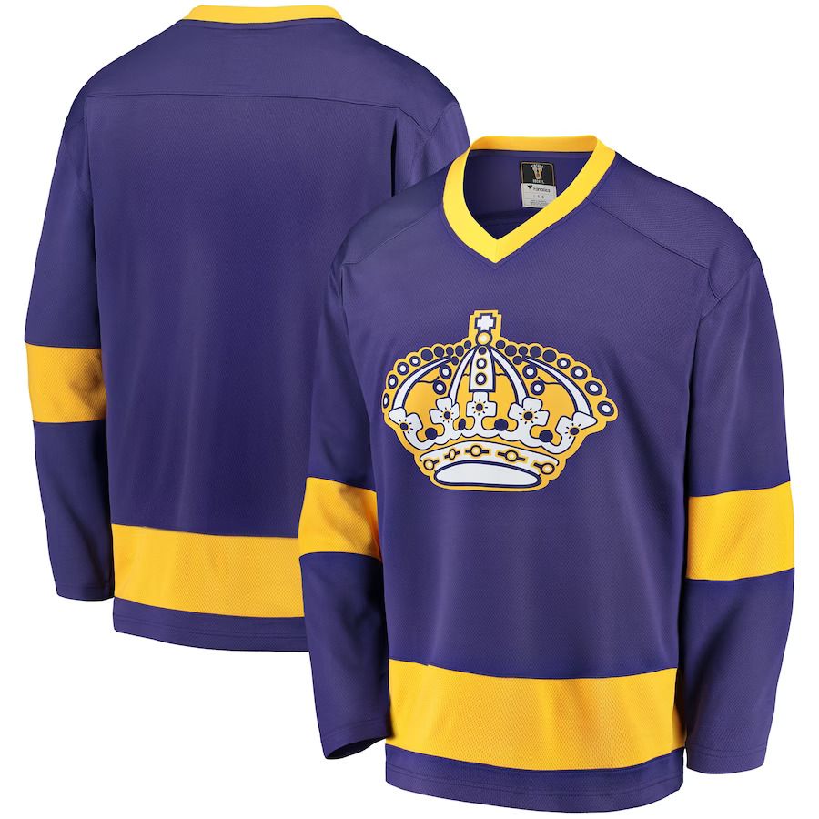 Men Los Angeles Kings Fanatics Branded Purple Gold Premier Breakaway Heritage Blank NHL Jersey->los angeles kings->NHL Jersey